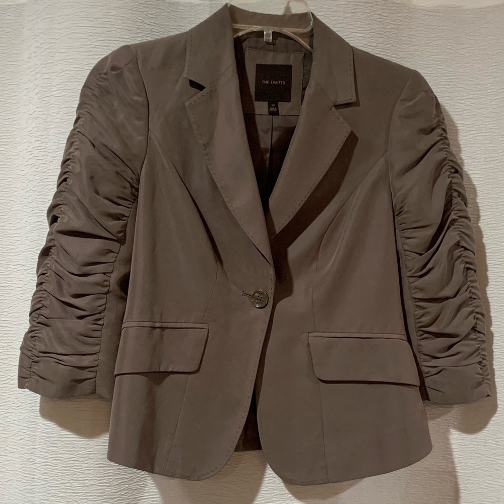 The Limited Ruched Suit Jacket sz XS Brown/Taupe